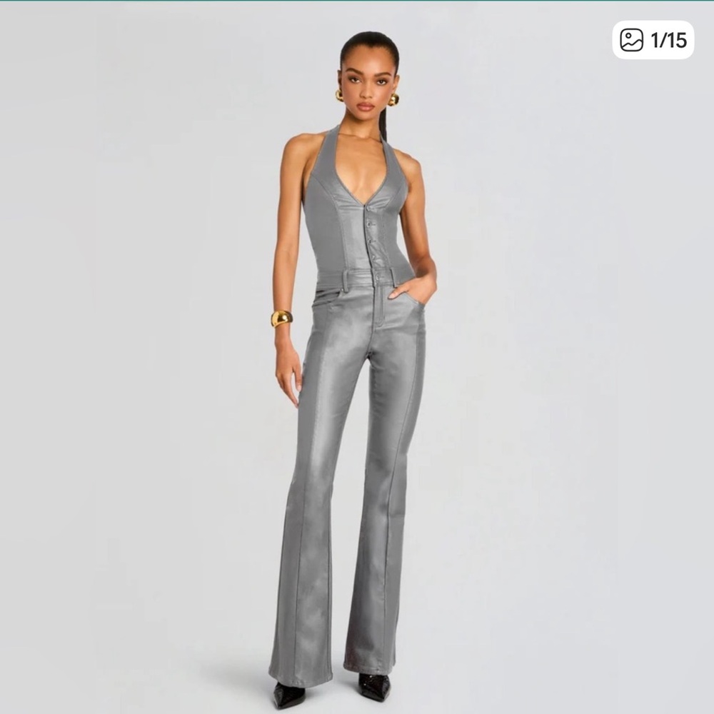 Retrofete Cynthia Jumpsuit Coated Grey M New $450